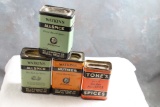 4 Vintage Watkins & Tone's Spice Tins Allspice & Nutmeg