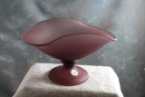Vintage Purple Frosted Glass Pedestal Fruit Bowl 5 1/2