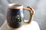 1999 Budweiser Ferret Takes Center Stage Ferret & Chameleon COA Beer Stein