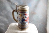 Gerz Beer Stein 1988 Calgary Olympic Winter Games Anheuser Busch Pewter Lid