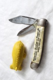 Vintage Goodyear Blimp Pencil Eraser & Imperial Adv Pocket Knife Woodmen Ins