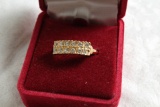 Goldtone Costume Jewelry Ring Size 9 3/4 in Velveteen Box