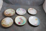 Lot of 6 Antique Handpainted Bread Plates Nippon Moriage, Bavaria, Germany,