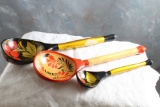 3 Vintage Russian Handpainted Wooden Spoons 8
