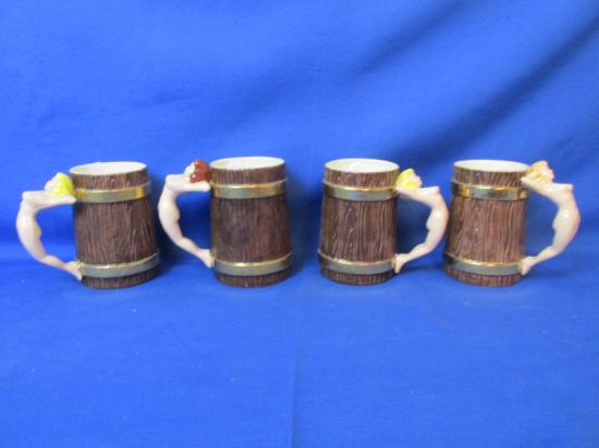 Naked Lady Mugs: Blonde (2), Strawberry (1), Brown (1) -Set of 4 Dorothy Kendal Style