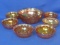 Marigold Carnival Glass Berry Bowl Set – Diamond Point Columns by Imperial