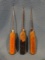 3 Vintage Ice Picks w/ Advertising(from IA & KY) - Wood Handles - As shown