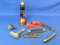 Misc Lot: TootsieToy Ford, 1940s Gillette Razor, Echo 620 Whistle, 4 Pocket Knives