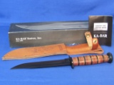 Ka-Bar U.S. Army Fixed Blade Knife – Leather Sheath – Original Box w Papers – 12” long