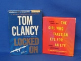 2 Audio Books on CDs – Tom Clancy “Locked On” (sealed) “The Girl who takes an eye for an eye”