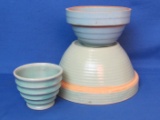 3 Stoneware Bowls in shaded of Blue & Green – 3” to 7” in diameter