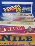 6 Different Crate Labels – NOS – Valley Queen, Pursuit (with Airplane) Nile & more