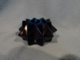 Cobalt Blue Candle Holder - Geometric/Diamond Design - Unmarked