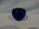 Cobalt Blue Glass Apple Paperweight - 3