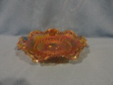 Vintage Marigold Carnival Glass Bowl - Diamond Point by Indiana Glass