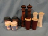 Salt & Pepper Shaker Lot - 2 Tupperware, 1 Ceramic w/ Ducks, 1 Metal