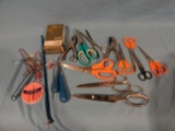 Misc. Crafting Items - Various Scissors, 2 Hole Punches, Box of T Pins, 2 Latch hooks