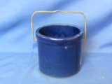 Blue Crock With Wire Handle