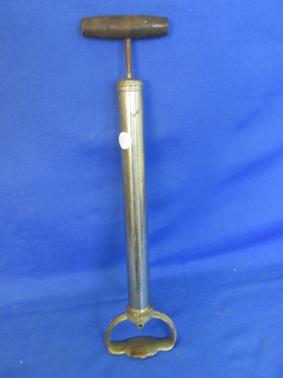 Antique Bicycle Tire Pump – Chrome Tube, Wooden Grip & Stirrup Foot rest