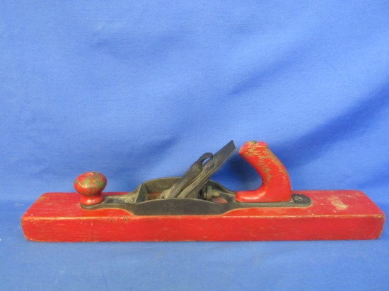 Antique Plane – Wooden Box Plane 20” L x 3” W – Painted Red – 2 1/2” Blade