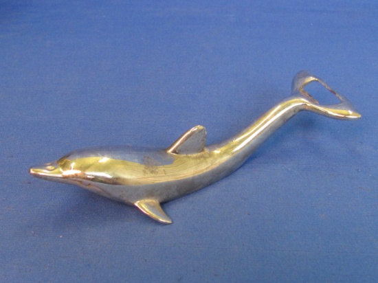 Silvertone Metal Dolphin Shaped Bottle Opener – Over 6 1/2” long