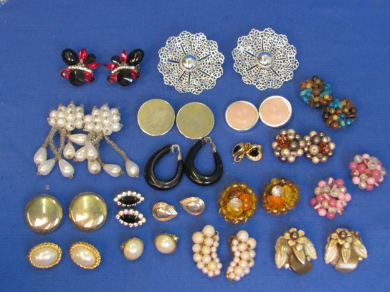 Lot of Vintage Clip-on Earrings: Some Signed, Trifari, Beau Jewels, Germany, Japan