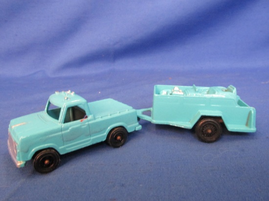 Tootsie Toy  Pickup & Trailer Holding a Tootsie Toy Roadster no 3