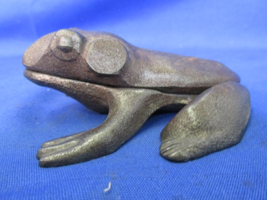 Wilton Cast Iron Frog – Match Safe – Unpainted Cast Iron w/ Hinged Lid