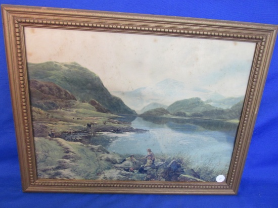 Beautiful Antique Color Lithograph  of a  Sydney Richard Percy Painting from 1886