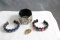 Vintage Lot Costume Jewelry 3 Bracelets & a Rhinestone Brooch - Abalone Bracelet