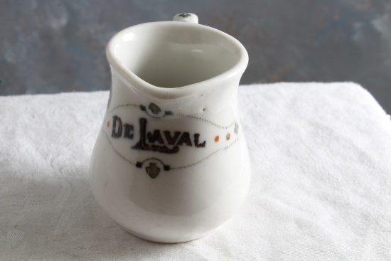 Vintage DeLaval Restaurant War Advertising Creamer Measures 2 1/4" Tall