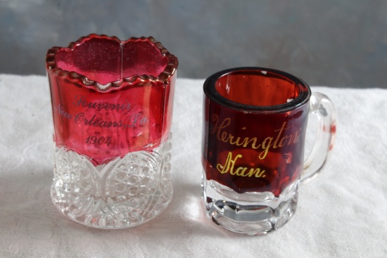 2 Early 1900's Ruby Flash Souvenirs Herington Kansas & 1904 New Orleans LA