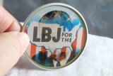 Vintage LBJ For The USA Presidential Flicker Pinback 2 1/2