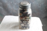 Antique Fruit Canning Jar with Zinc & Glass Lid with 2 lbs 10 oz Vintage Buttons