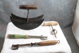 Italian Corkscrew Wood Handle, 2 Antique Can Opener Wood Handle, Food Chopper