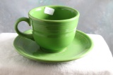 Vintage Homer Laughlin FIESTA Green Cup & Saucer