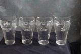 4 Vintage Coke Coca Cola Tulip Glasses (1) is Olympic Arabic, Chinese, Hebrew,