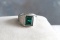 Sterling Ring with Emerald Green Stone Size 8 1/4