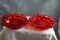 2 Ruby Red Depression Glass Ashtrays STAR Design 5 1/4