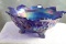 Imperial Cobalt & Amethyst Carnival Glass Scalloped Rim Footed Bowl