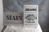 2 Vintage Sears Armadillo Fencing Metal Signs 6 1/2