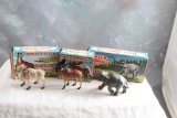 1960's Marx Wild Animal Kingdom (3) in Original Boxes Elephant, Moose, Antelope