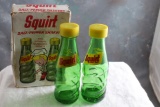 1974 SQUIRT Soda Pop Glass Bottle Salt & Pepper Shakers in Original Box
