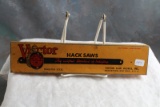 1937 VICTOR HACK SAWS Advertising Tin Litho Box Great Graphics