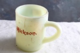 Antique Uranium Glass Souvenir Hickson North Dakota Toothpick Holder GLOWS