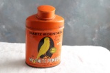 Vintage Hartz Mountain My-T-Mite Powder Advertising Tin Birds