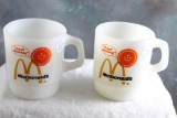 2 Vintage Fire King Anchor Hocking McDonald's Good Morning Coffee Mugs