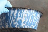 Antique Blue Swirl Graniteware Wash Bowl