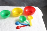 Vintage Toy Pressman Toy Co. Mixing Bowls & Measuring Spoons