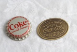 Army & Navy Drink Coca Cola L.A. Stamp Free Bottle Token & Coke Bottle Cap